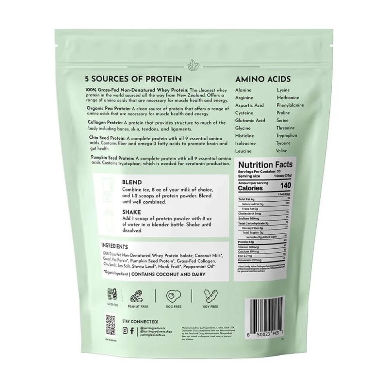 MintChocolate ProteinPowderBag Back