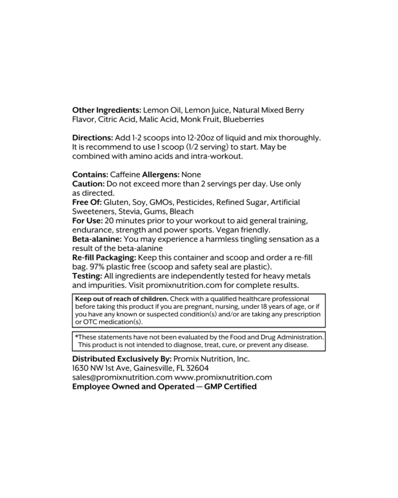 Promix 380g beta alanine b12 tyrosine taurine caffeine monk mixed berry pre workout benefits 2 1000x 192931cf 055b 45a6 b4d1 d68822b0ebdb
