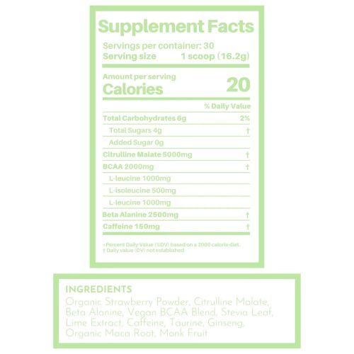 Strawberry Limeade Preworkout Nutritional Label