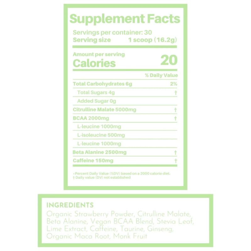 Strawberry Limeade Preworkout Nutritional Label