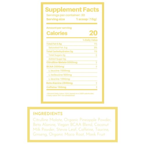 Tropical Paradise Preworkout Nutritional Label